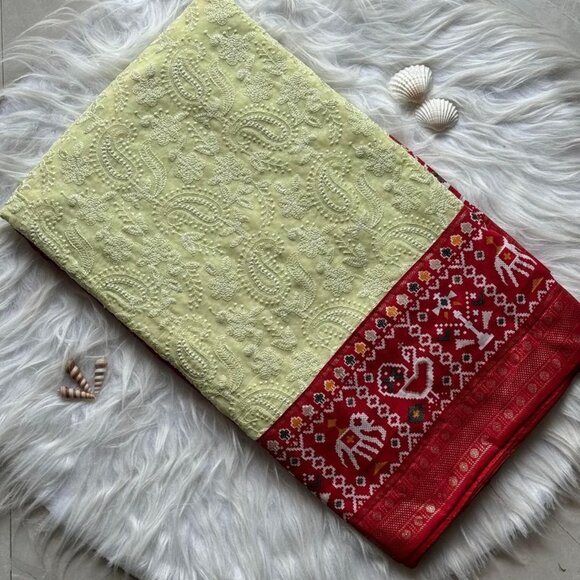 chikankari lucknow embroidered-saree - Picture 13 of 16